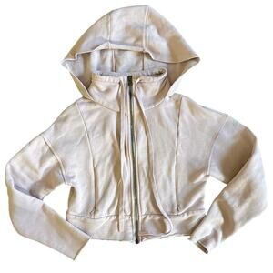 Alo Yoga Cruiser Jacket Sweatshirt Blush Pink Cropped Raw Hem Oversized Size XS